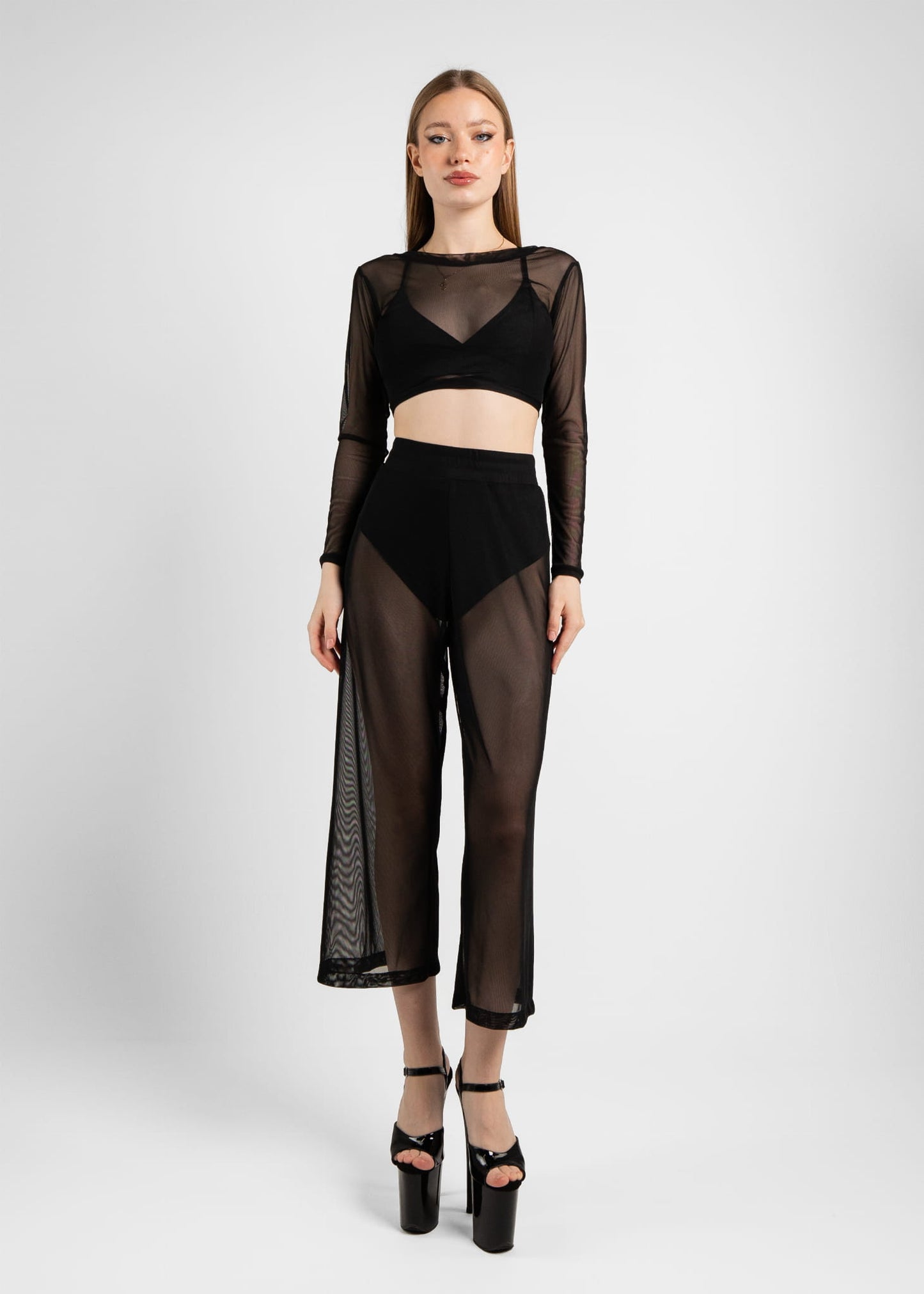 Pleasure Black Mesh Dance Top