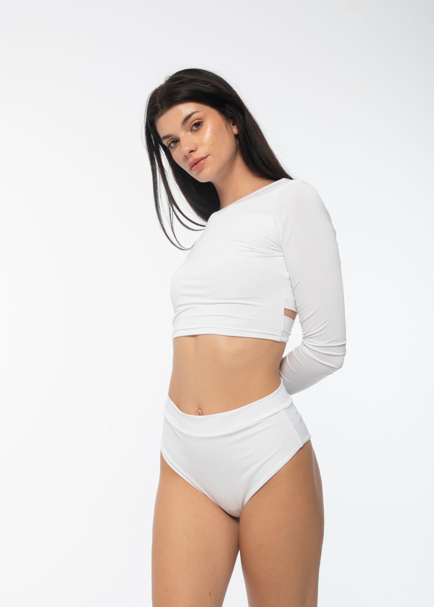 Bluzka do Tańca z Odkrytymi Plecami Twist White