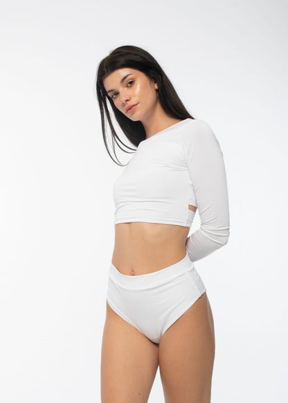 Bluzka do Tańca z Odkrytymi Plecami Twist White