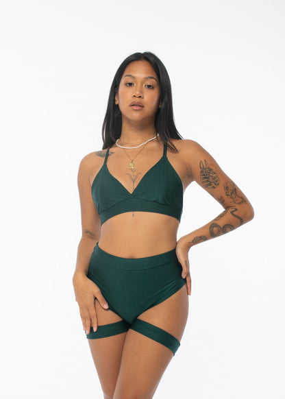 Pole Dance Top Triangle Bottle Green 