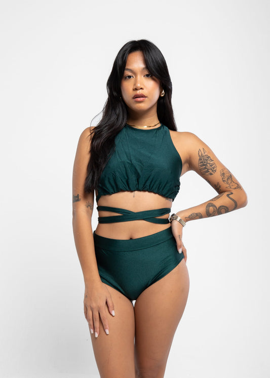 Second Skin Shiny Bottle Green Pole Dance Top