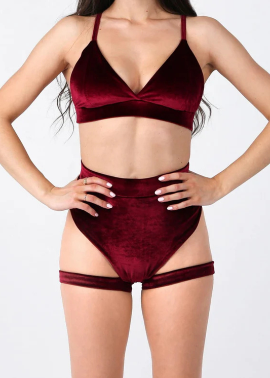 Pole Dance Bomb Velvet Wine Shorts 