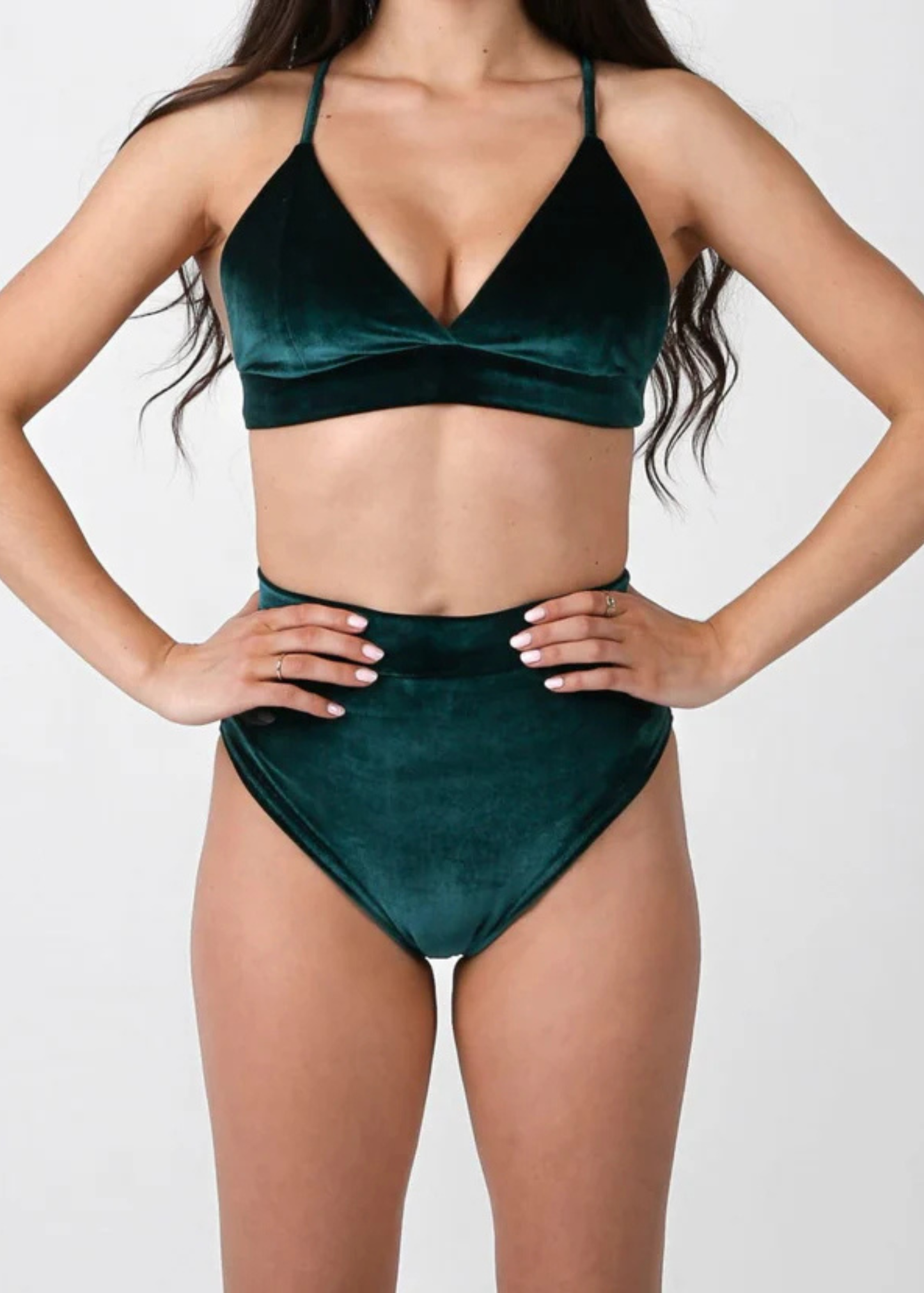 Pole Dance Top Triangle Velvet Green 