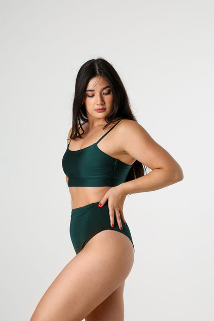 Pole Dance Top Eclipse Shiny Bottle Green