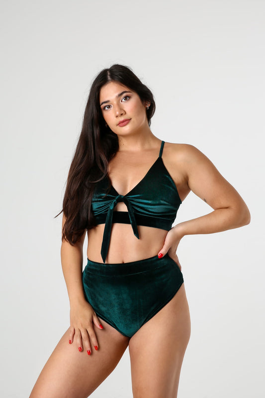 Velvet Green Pole Dance Costume