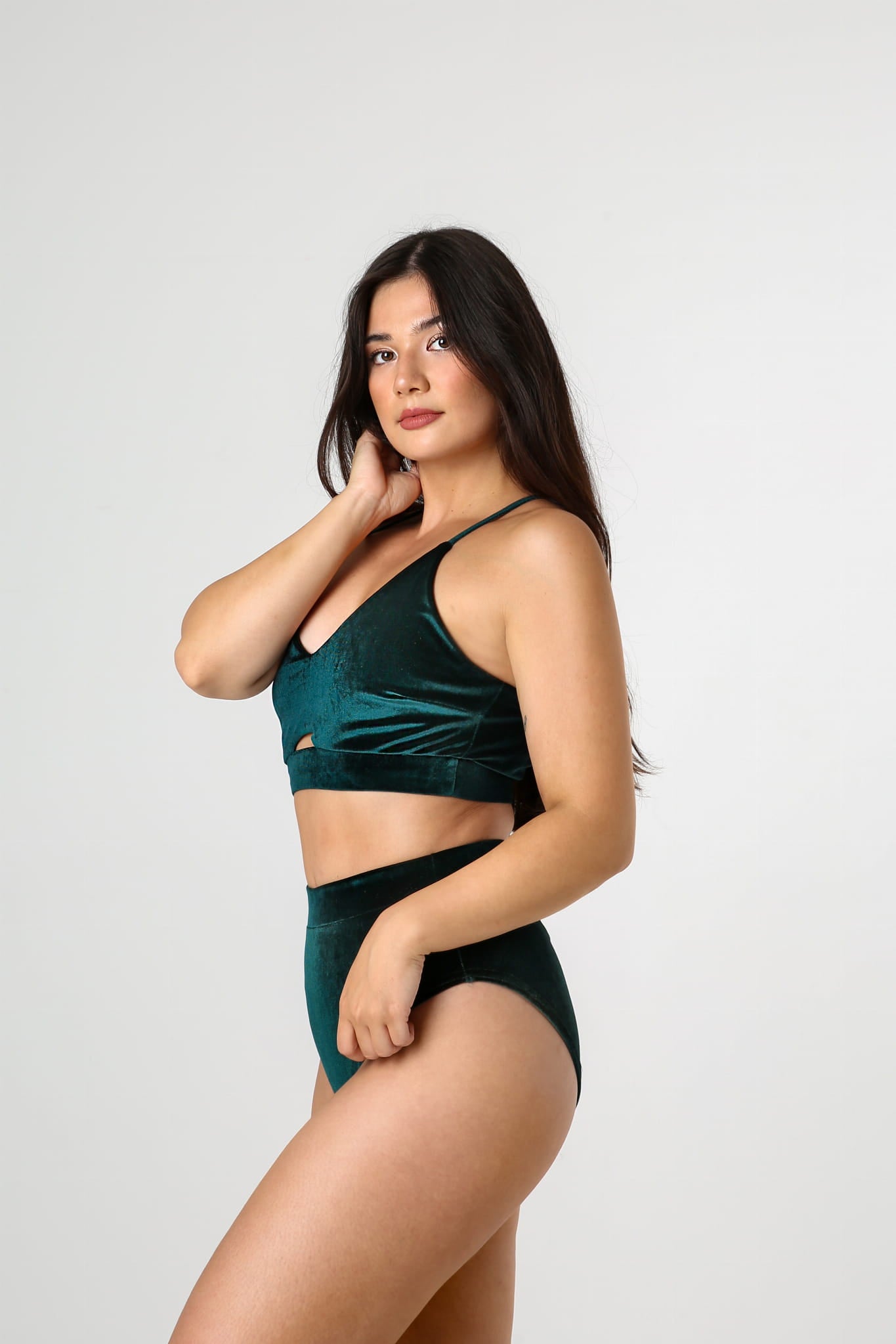 Velvet Green Pole Dance Costume