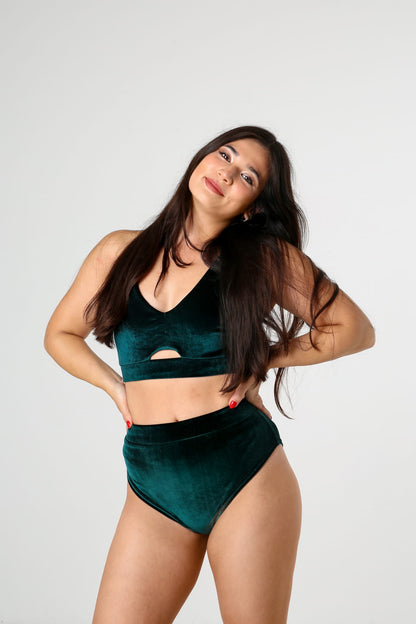 Velvet Green Pole Dance Costume