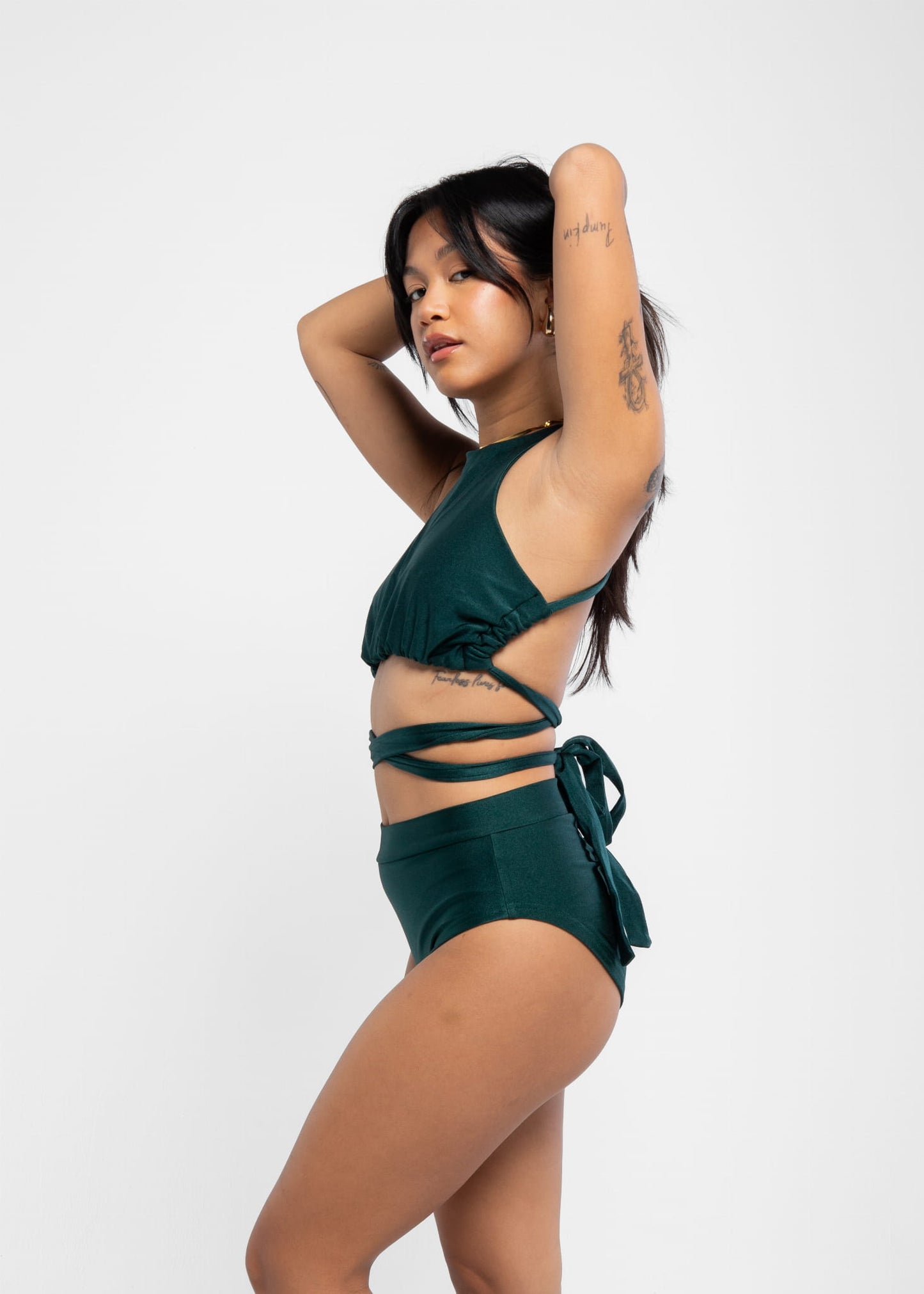 Pole Dance Outfit Second Skin Shiny Bottle Green