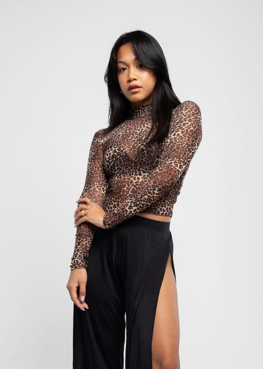 Wild Leopard Mesh Blouse