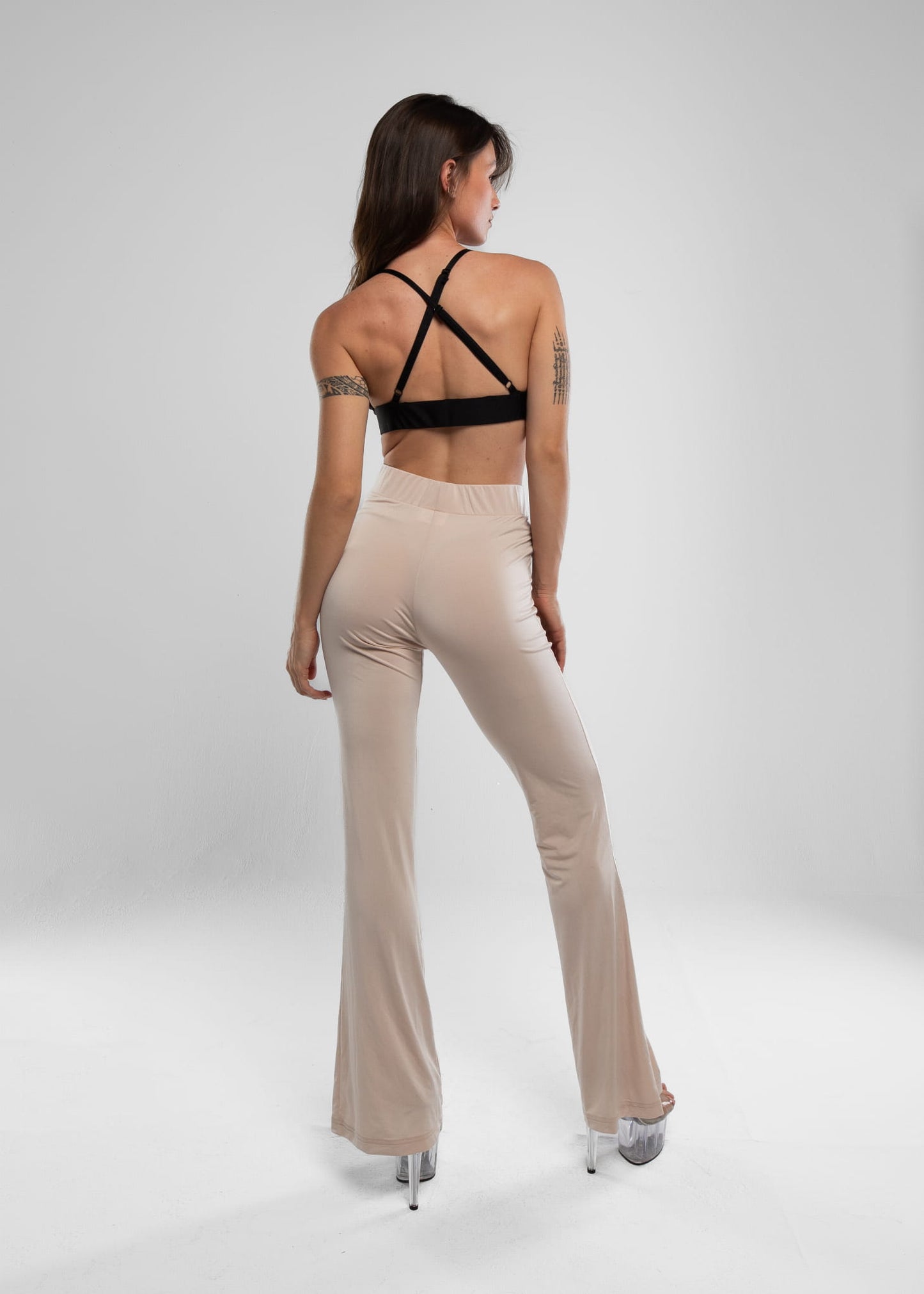 NUDE FLARE PANTS DZWONY