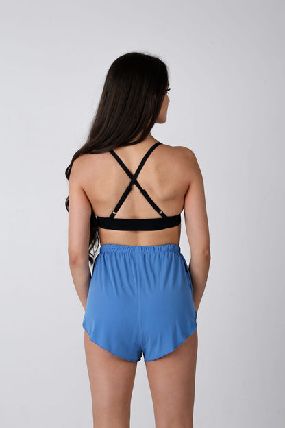 Exotic Flow Blue Slit Shorts