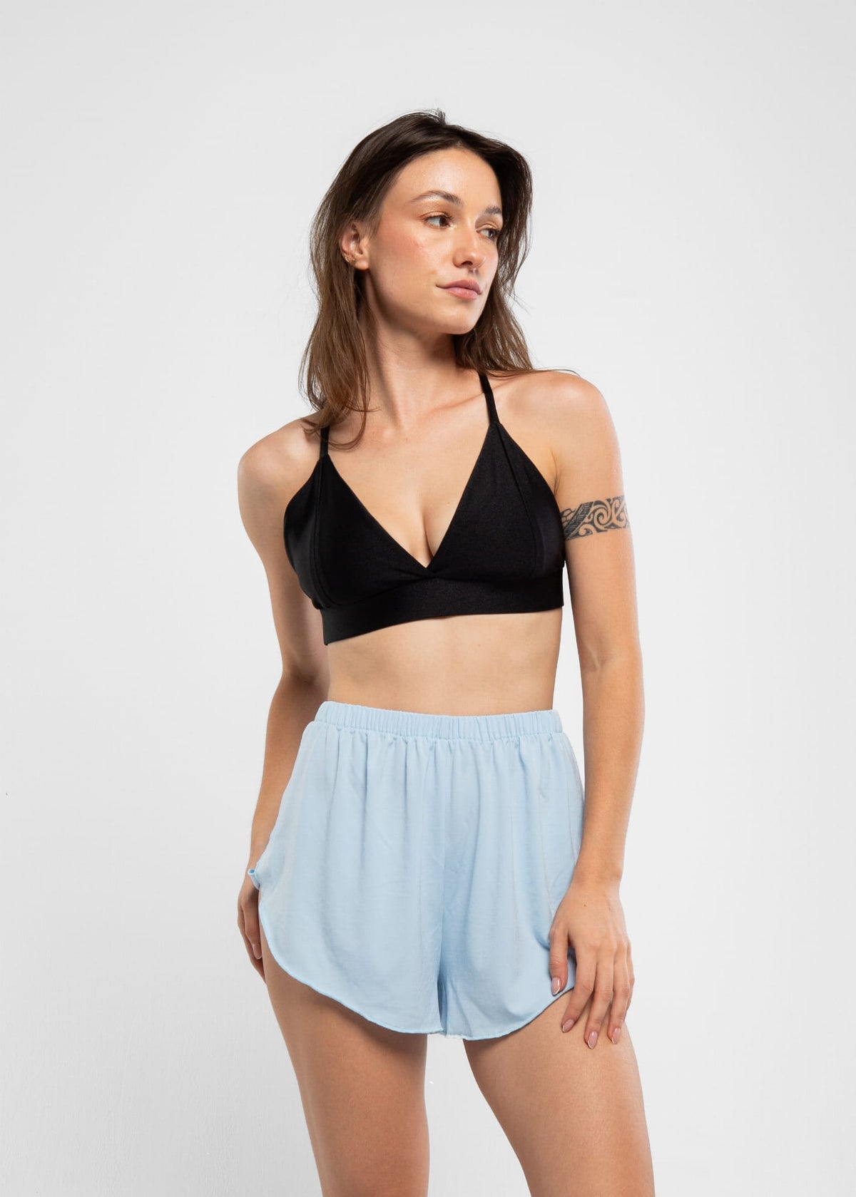 Krótkie Spodenki z Rozcięciem do Exotic Flow Baby Blue