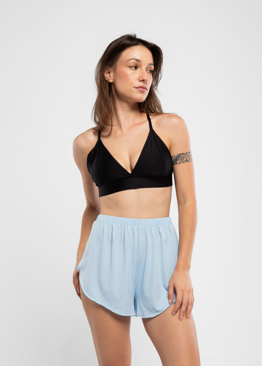 Krótkie Spodenki z Rozcięciem do Exotic Flow Baby Blue