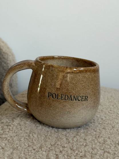 Handmade Ceramic Pole Dancer Mug, Brown
