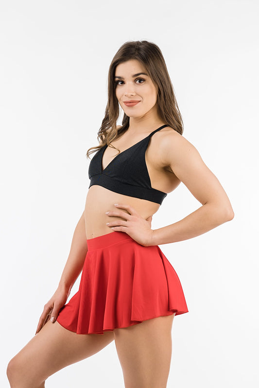 Juliette Red Pole Dance Skirt and Shorts