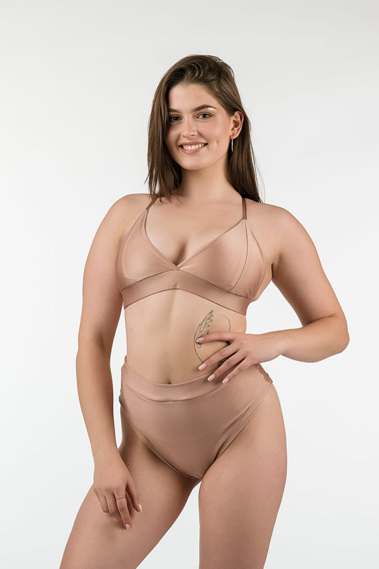 Pole Dance Top Triangle Shiny Nude 