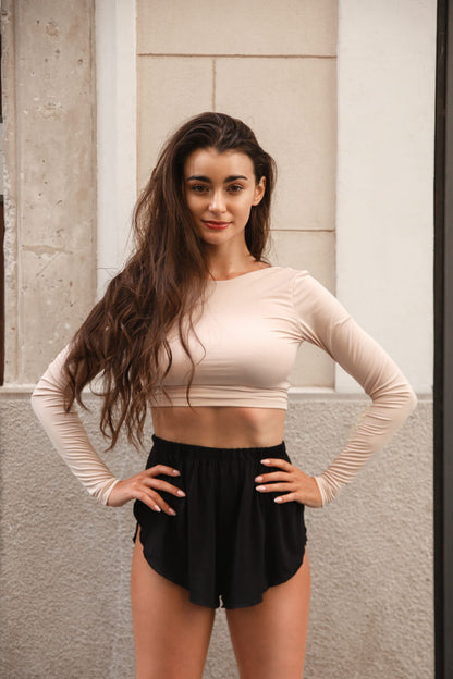 Bluzka do Tańca z Odkrytymi Plecami Twist Nude