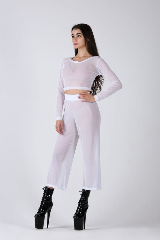 Pleasure White Mesh Dance Top