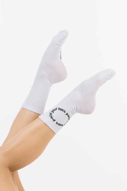 Point Your Toes White socks