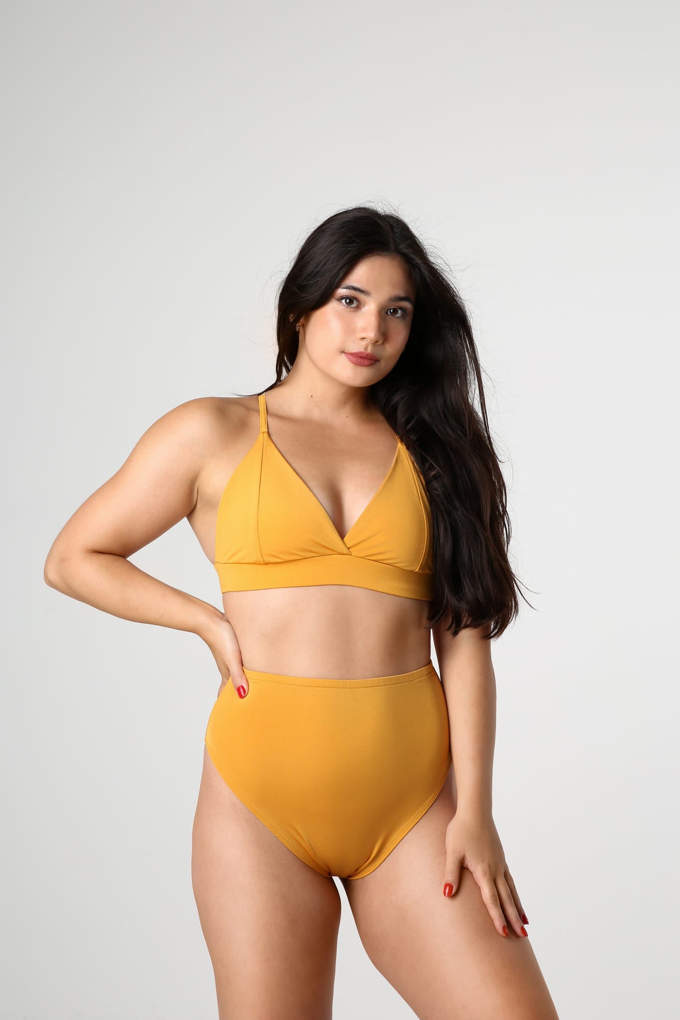 Pole Dance Top Triangle Shiny Mustard 