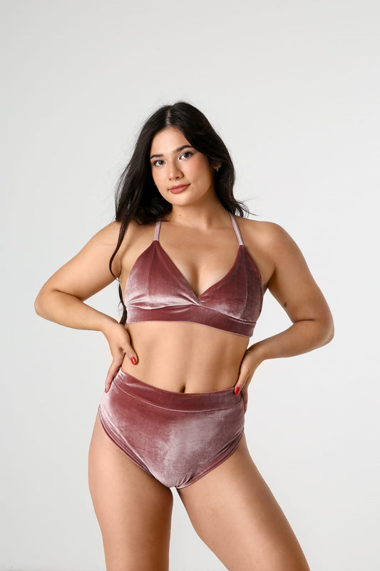 Pole Dance Top Triangle Velvet Pink 